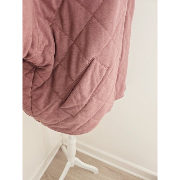 Bagatelle Quilted Cotton French Terry Zip Up Pink Stand Collar Womens Jacket XL - Picture 6 of 13